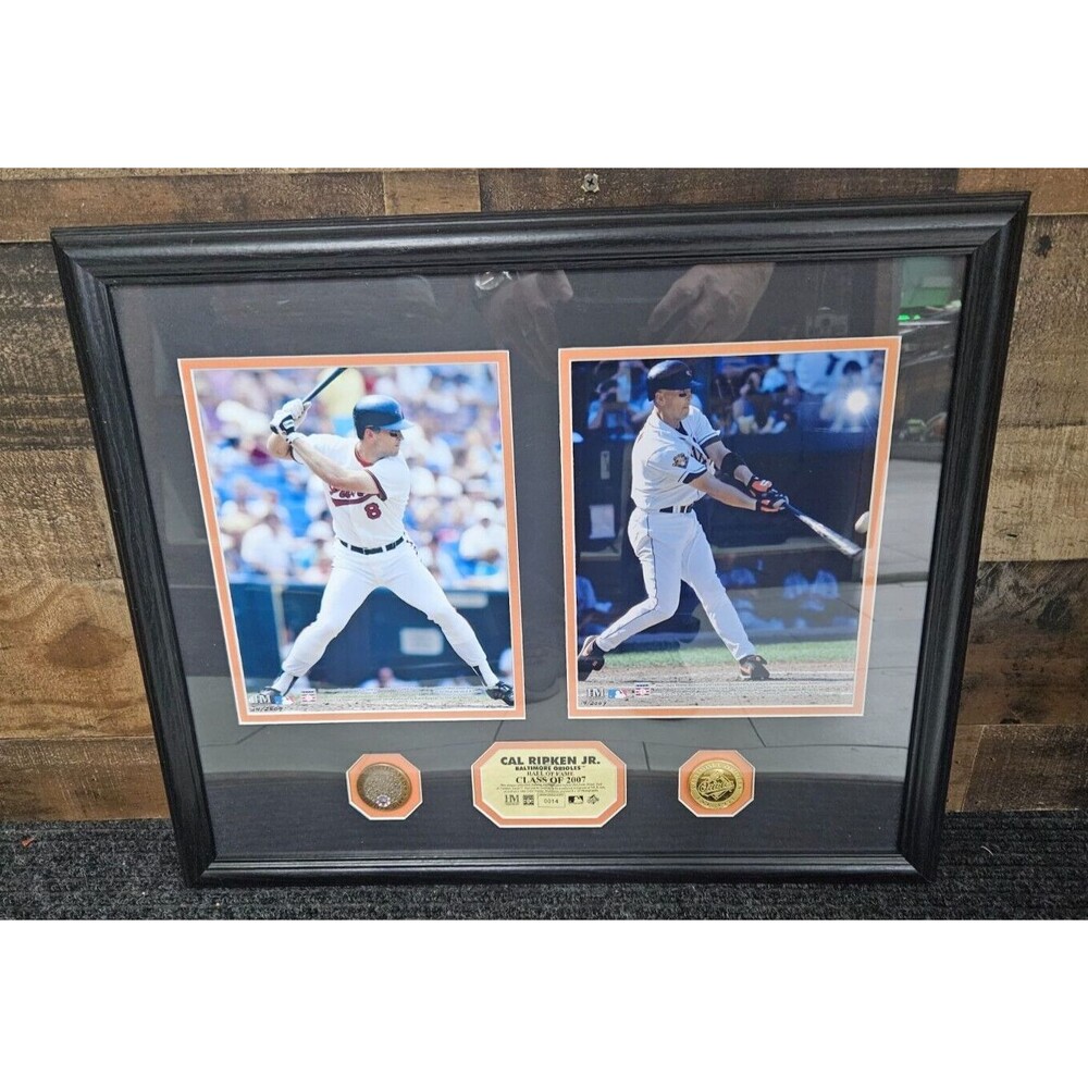 Highland Mint "Class of 2007" (2)8"x10" CAL RIPKEN JR. 24kt Token & Dirt -Framed